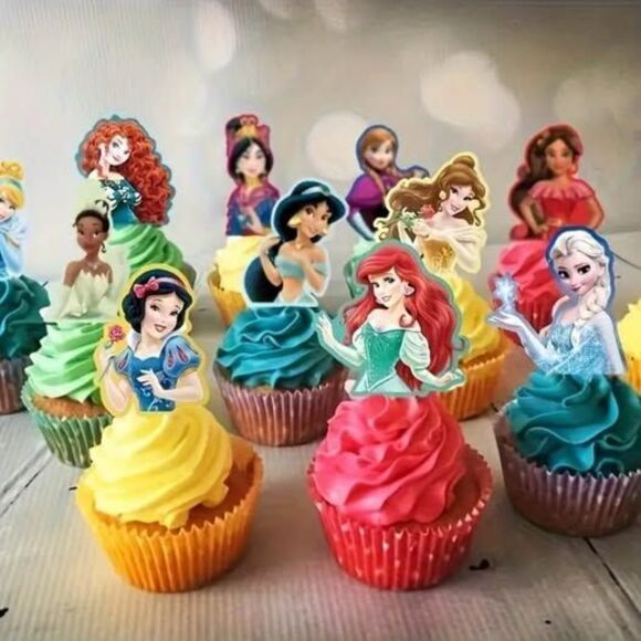 NEW 30pc Disney Princesses Double Sided Princess Birthday Party Cupcake Toppers - Picture 5 of 5
